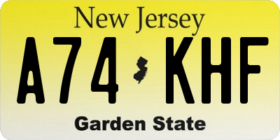 NJ license plate A74KHF