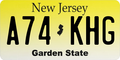 NJ license plate A74KHG