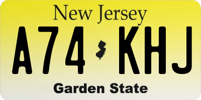 NJ license plate A74KHJ