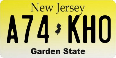 NJ license plate A74KHO