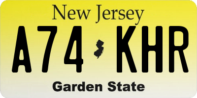 NJ license plate A74KHR