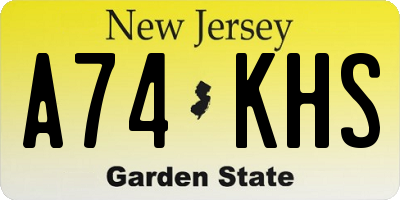 NJ license plate A74KHS