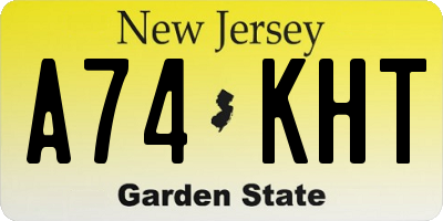 NJ license plate A74KHT