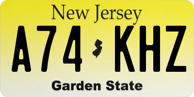NJ license plate A74KHZ