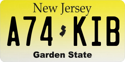 NJ license plate A74KIB