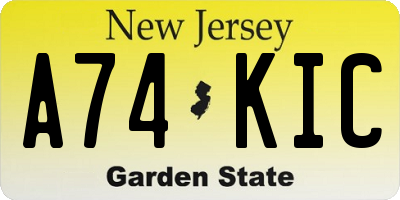 NJ license plate A74KIC