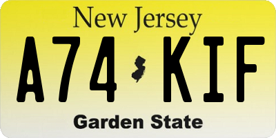 NJ license plate A74KIF