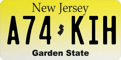 NJ license plate A74KIH