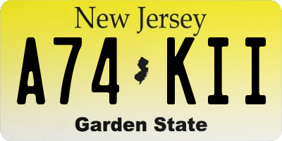 NJ license plate A74KII