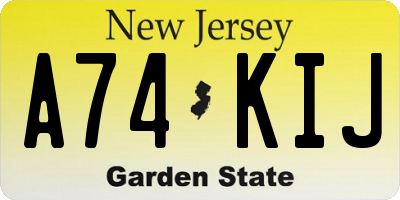 NJ license plate A74KIJ