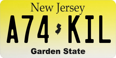 NJ license plate A74KIL