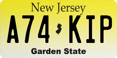 NJ license plate A74KIP