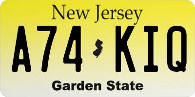 NJ license plate A74KIQ