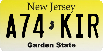 NJ license plate A74KIR
