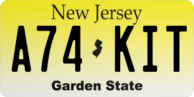 NJ license plate A74KIT