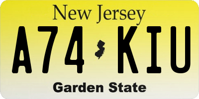 NJ license plate A74KIU