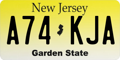 NJ license plate A74KJA
