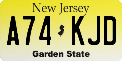 NJ license plate A74KJD