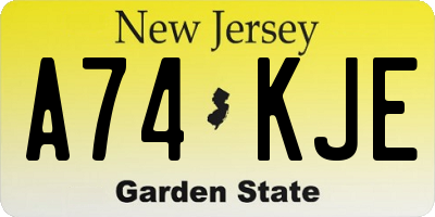 NJ license plate A74KJE