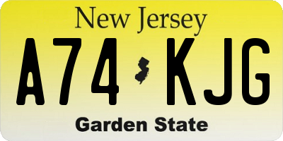NJ license plate A74KJG