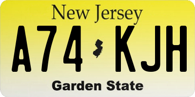 NJ license plate A74KJH
