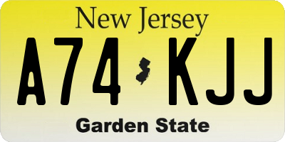 NJ license plate A74KJJ