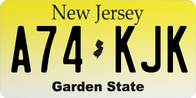 NJ license plate A74KJK