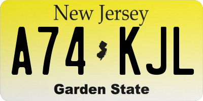 NJ license plate A74KJL
