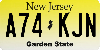 NJ license plate A74KJN