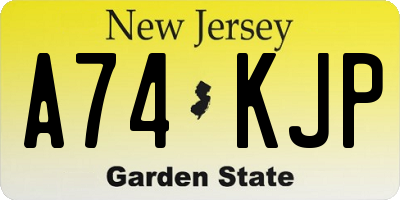 NJ license plate A74KJP