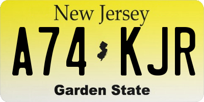 NJ license plate A74KJR