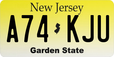 NJ license plate A74KJU