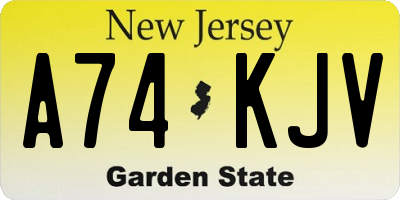 NJ license plate A74KJV