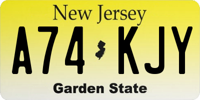 NJ license plate A74KJY