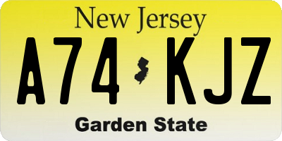 NJ license plate A74KJZ