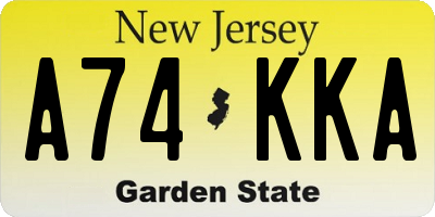 NJ license plate A74KKA
