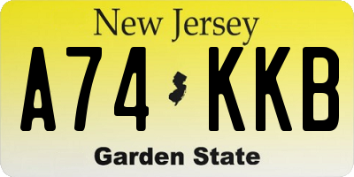 NJ license plate A74KKB