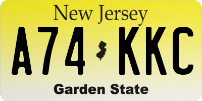 NJ license plate A74KKC