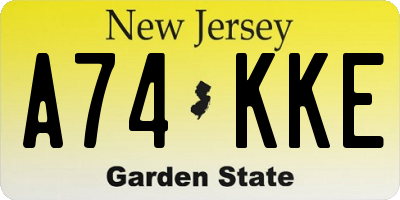 NJ license plate A74KKE