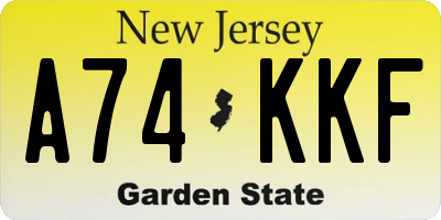 NJ license plate A74KKF
