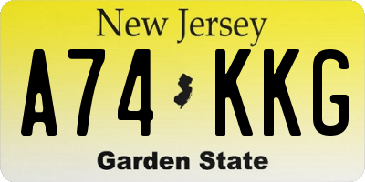 NJ license plate A74KKG