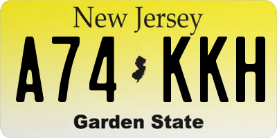 NJ license plate A74KKH