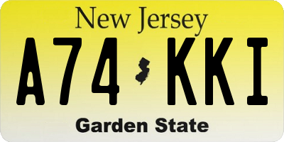NJ license plate A74KKI