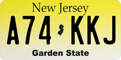 NJ license plate A74KKJ