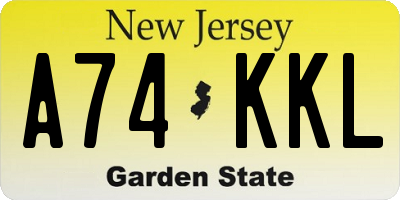 NJ license plate A74KKL