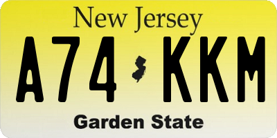 NJ license plate A74KKM