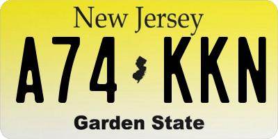NJ license plate A74KKN