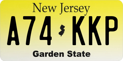 NJ license plate A74KKP
