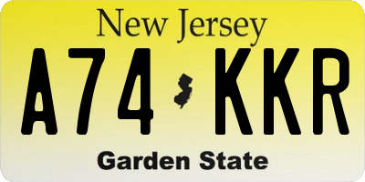 NJ license plate A74KKR
