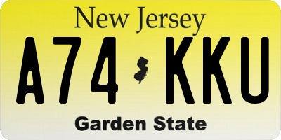 NJ license plate A74KKU